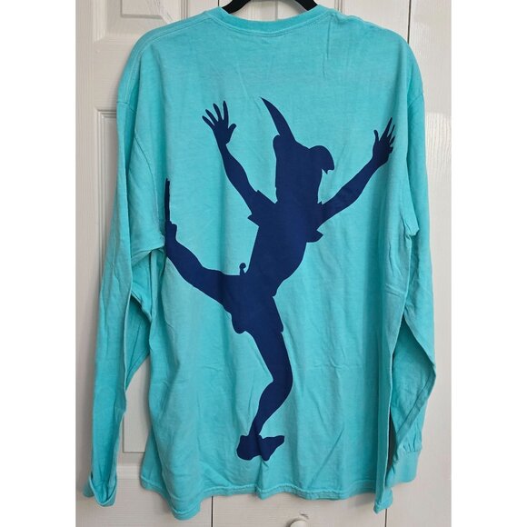 Disney Parks Peter Pan Long Sleeve Graphic Cotton T-Shirt S Turquoise NWOT New - Picture 2 of 6